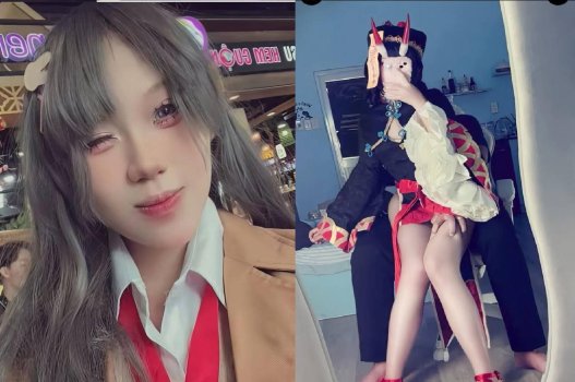 Clip nóng em gái cosplay bị đánh cắp video với trai lạ